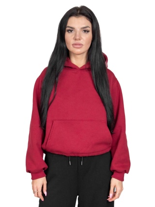 Bluza z kapturem DOCH JO! - CROPPED PUFFY - MERLOT RED