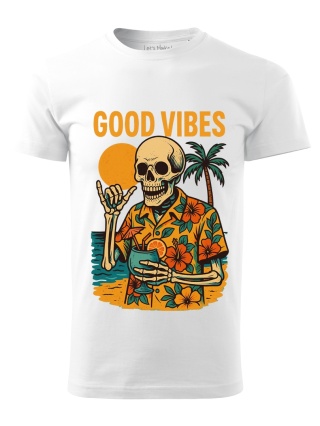 Koszulka Good Vibes – szkielet w hawajskiej koszuli