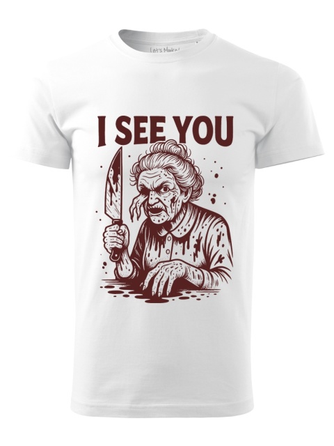 Koszulka I SEE YOU – mroczny nadruk w stylu retro horroru