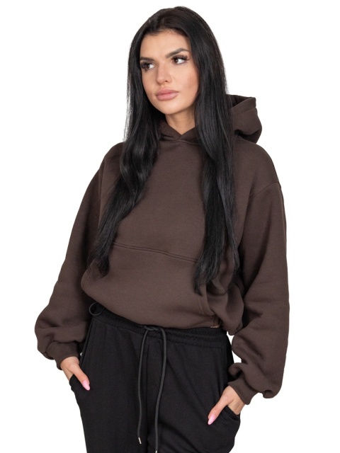 Bluza z kapturem DOCH JO! - CROPPED PUFFY - CHOCOLATE FOUNDE
