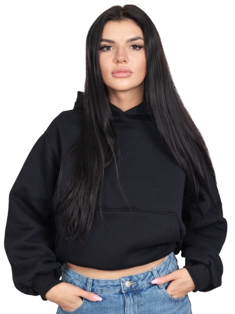 Bluza z kapturem DOCH JO! - CROPPED PUFFY - COAL BLACK