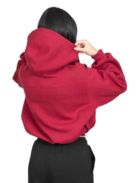 Bluza z kapturem DOCH JO! - CROPPED PUFFY - MERLOT RED