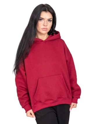 Bluza z kapturem DOCH JO! - OVERSIZE - MERLOT RED